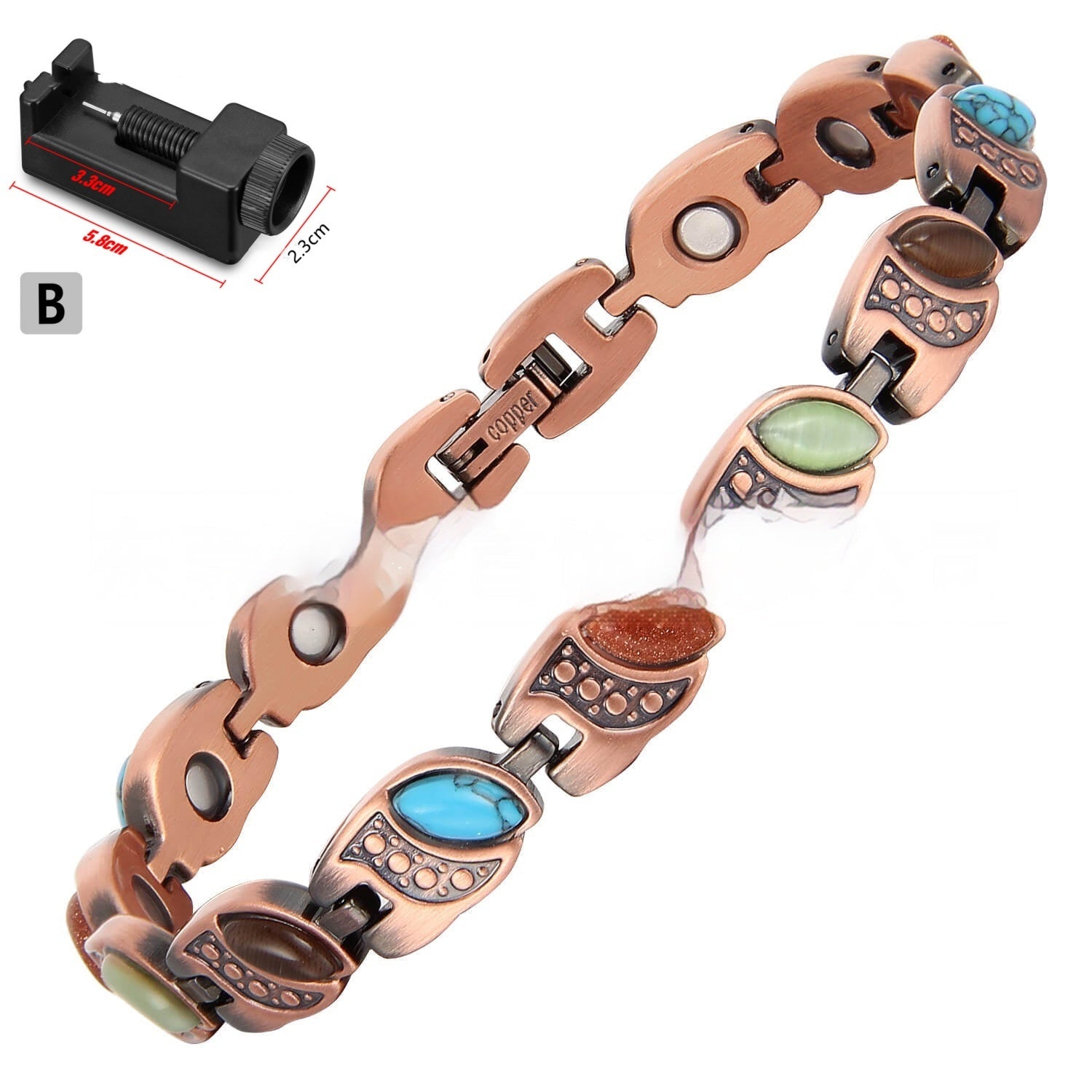 Artistic Vintage Magnetic Red Copper Bracelet For Women