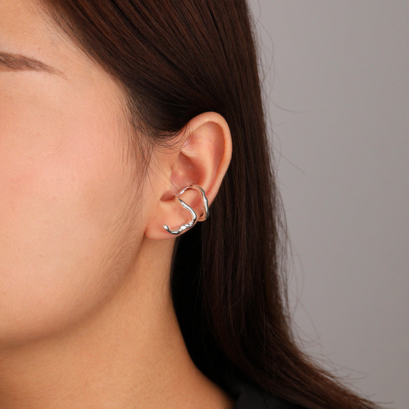 Sterling Silver Earrings With Cold Wind And Irregular Lines