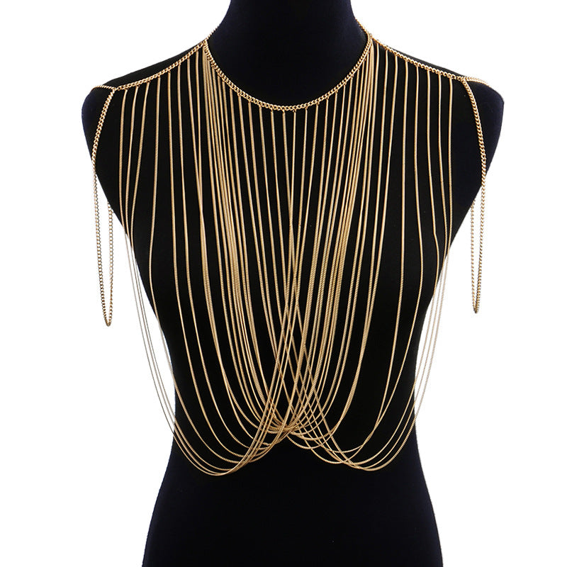 Golden Chain Tassel Chest Chain
