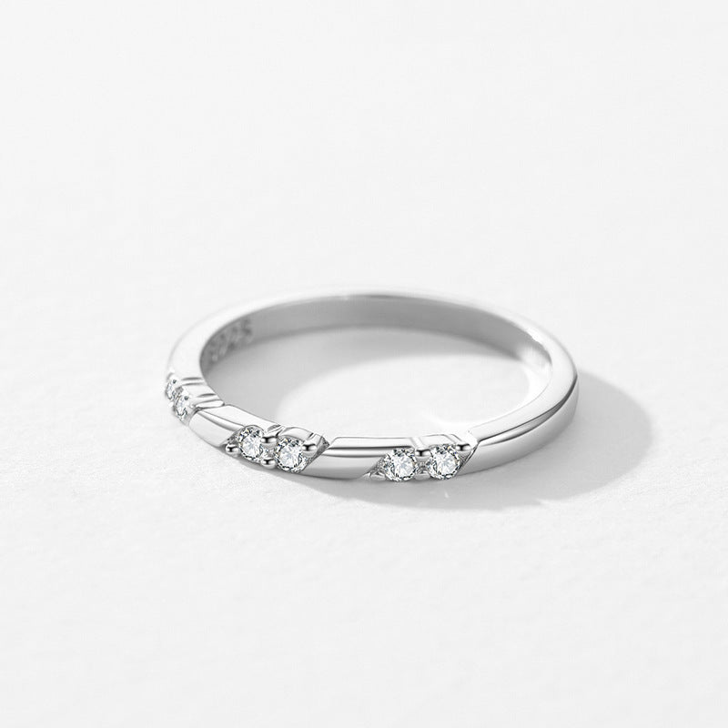 S925 Sterling Silver Geometric Design Zircon Ring