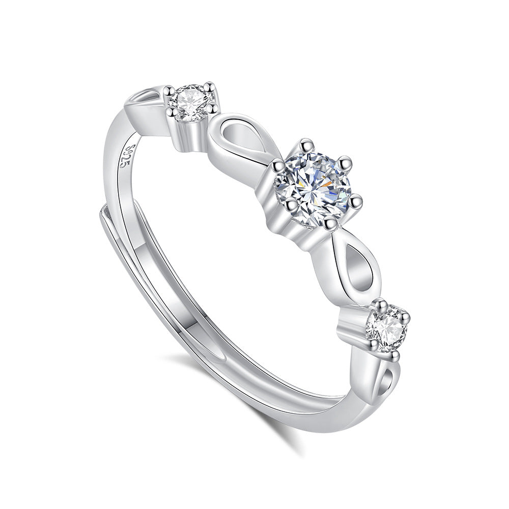 S925 Sterling Silver Green Silk Ring Couple Ring