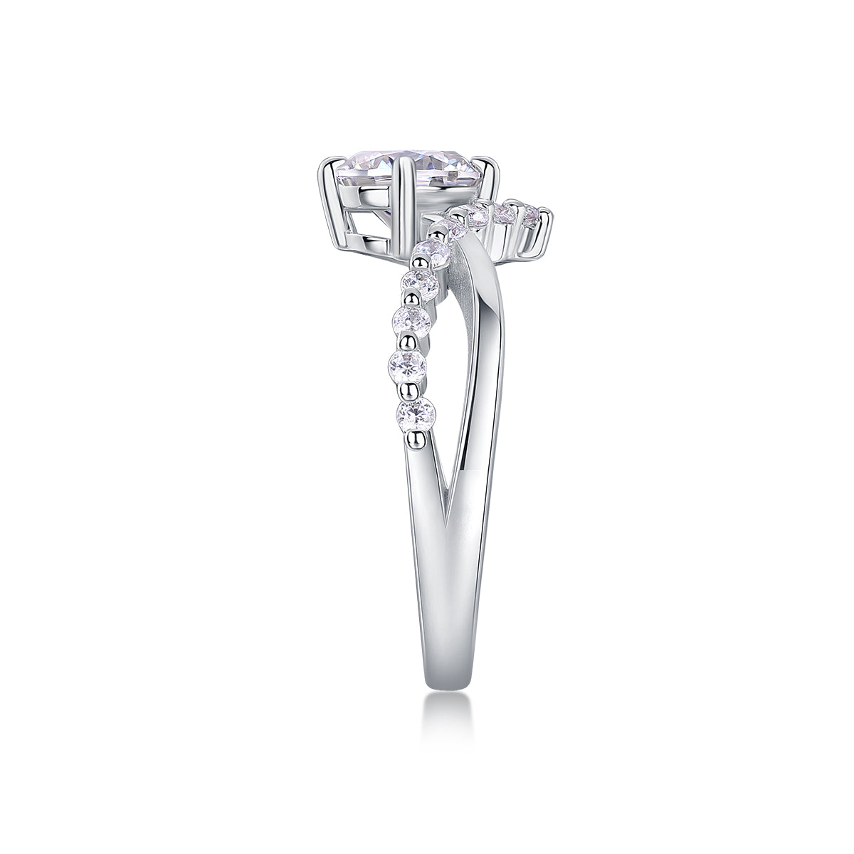 The Crown Of Love - Set With 1-carat Top-quality Moissanite S925 Silver And Platinum-plated Diamond Wedding Ring. The Ring Can Be Inspected With A Diamond Pen