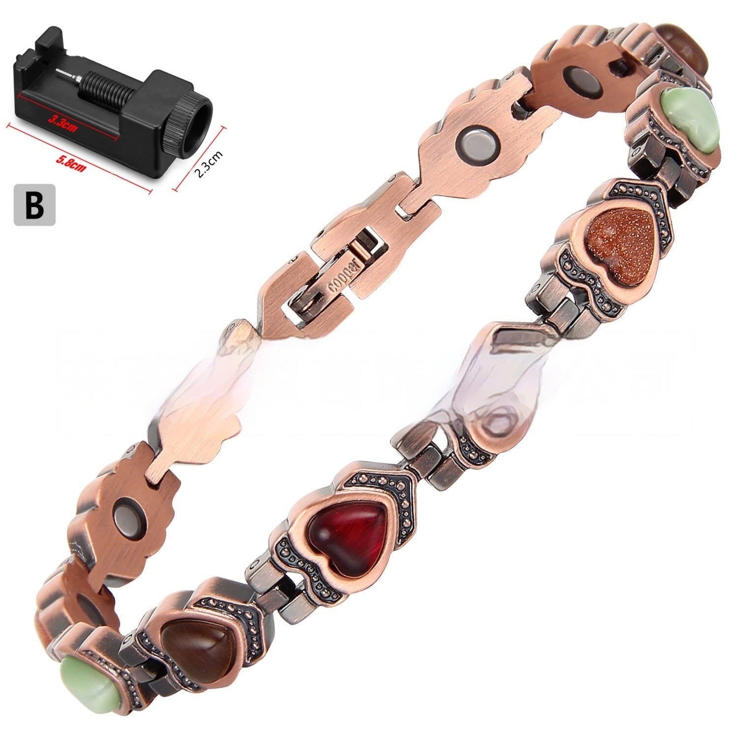 Artistic Vintage Magnetic Red Copper Bracelet For Women
