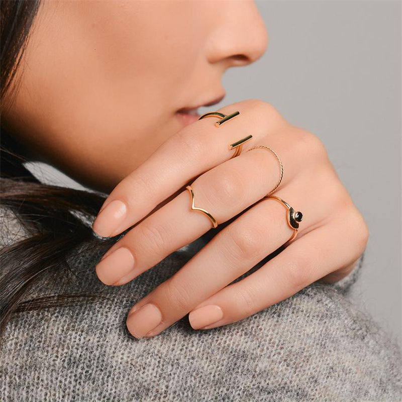 Pure Silver V-shaped Thin Ring Creative Style