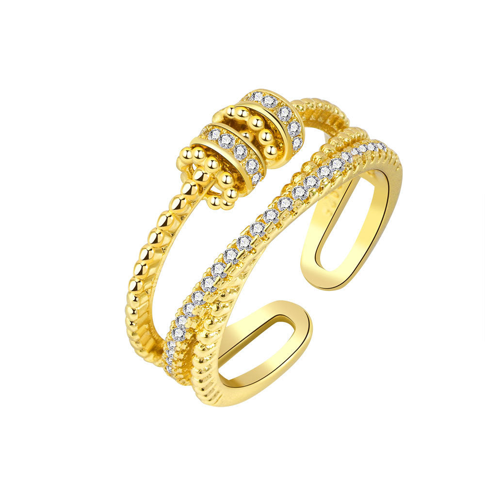 S925 Sterling Silver Rotating Ring Women's Fashion Personality