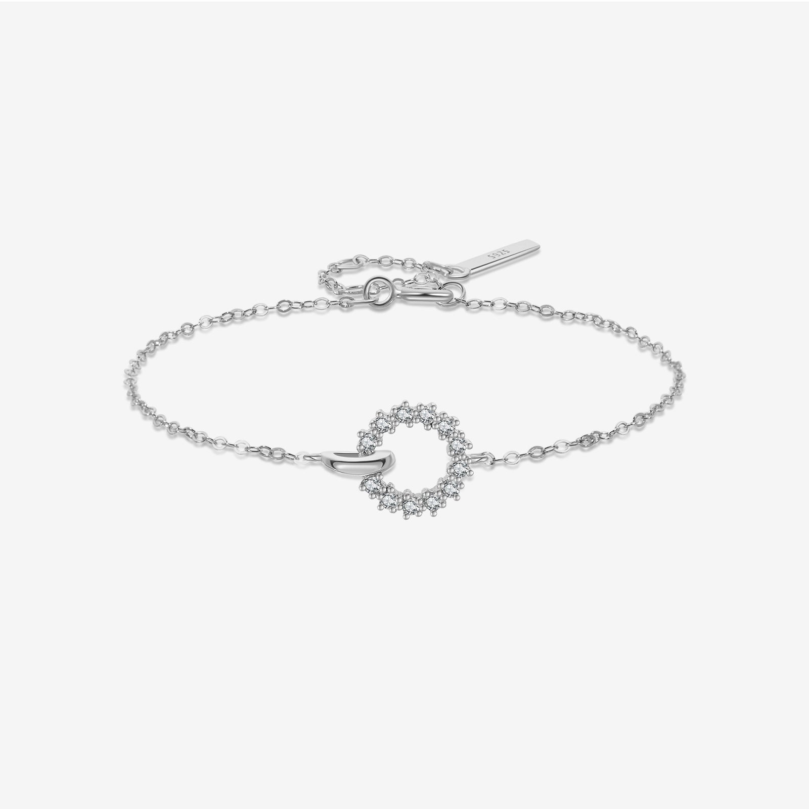 Interlocking Bracelet In 925 Sterling Silver With Micro-set Zirconia