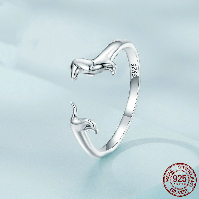 Sterling Silver S925 Sausage Dog Ring